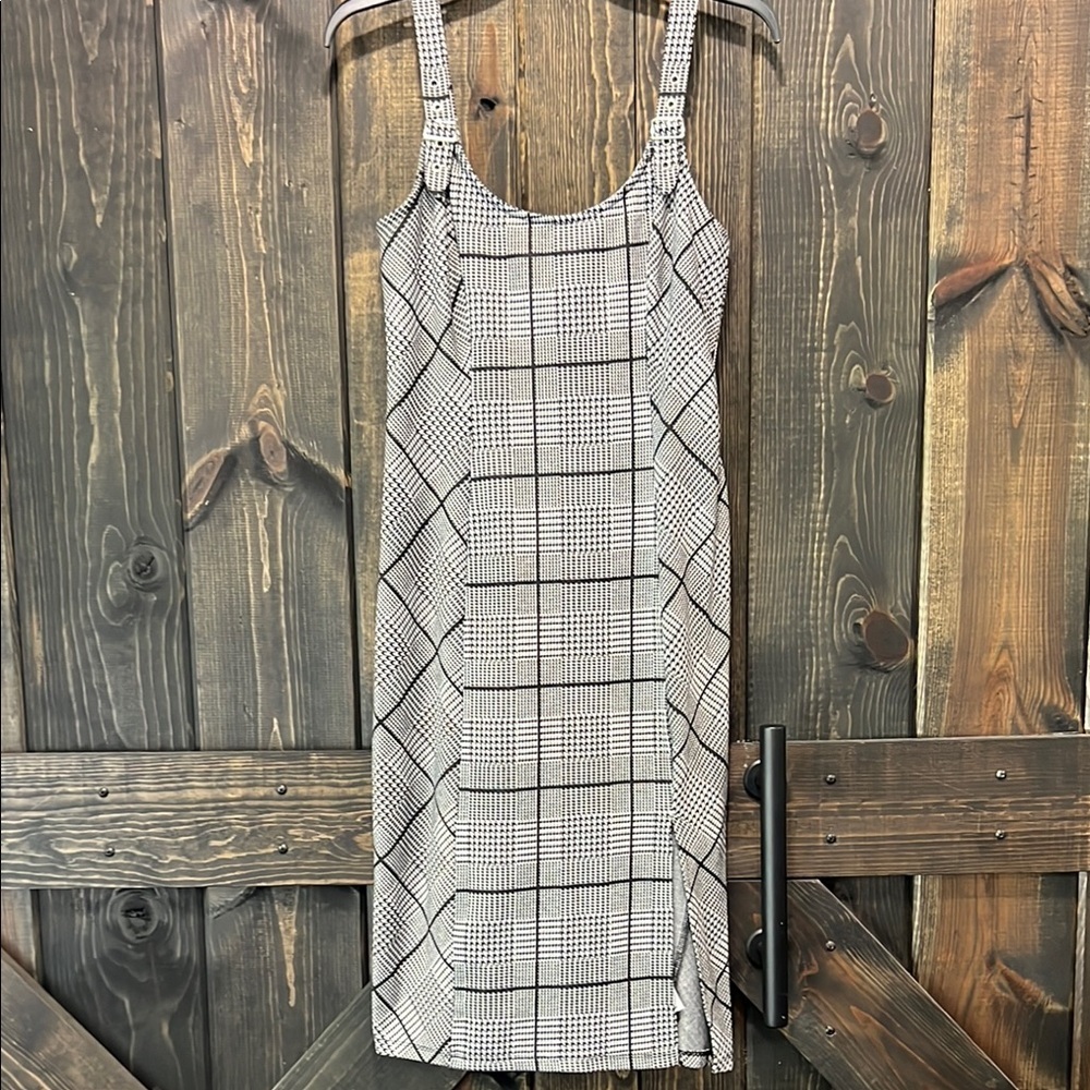 Lily Rose Plaid Jumper Dress‎ Size L Y2K Academia Grey Black